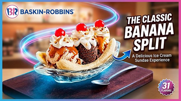 Baskin-Robbins Classic Banana Split – A Delicious Ice Cream Sundae Experience