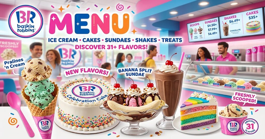 Baskin Robins USA Menu Ice Cream, Cakes, Sundaes, Shakes & Frozen Treats