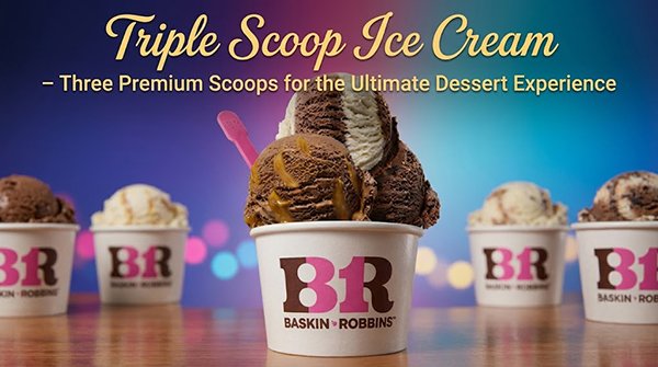 Triple Scoop Ice Cream – Three Premium Scoops for the Ultimate Dessert Experience