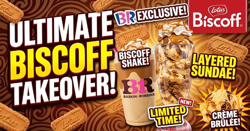 One of Our Most Indulgent Collabs Yet Baskin-Robbins Biscoff® Cookie Layered Sundae & Signature Shake